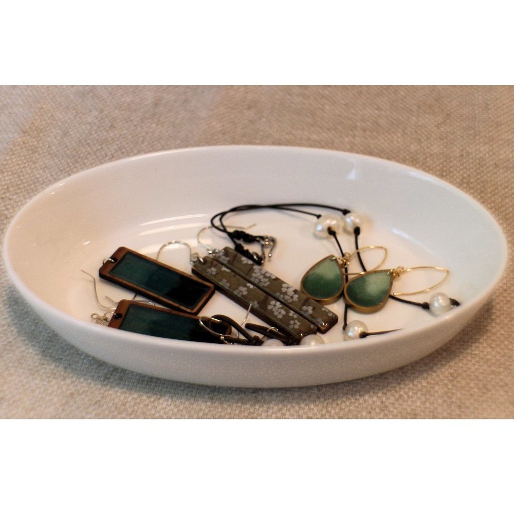 Lovely Jewelry Dish, Oval Ceramic Trinket Tray